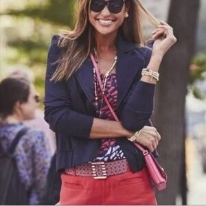 Cabi Moto Chance Jacket with Asymmetrical Zip Navy Blue Medium & Large